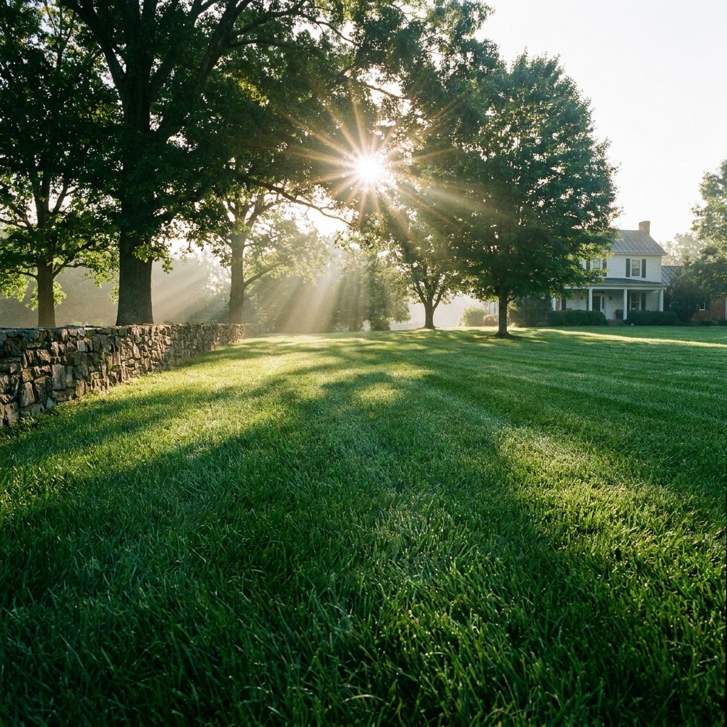 Lush green fertilized lawn
