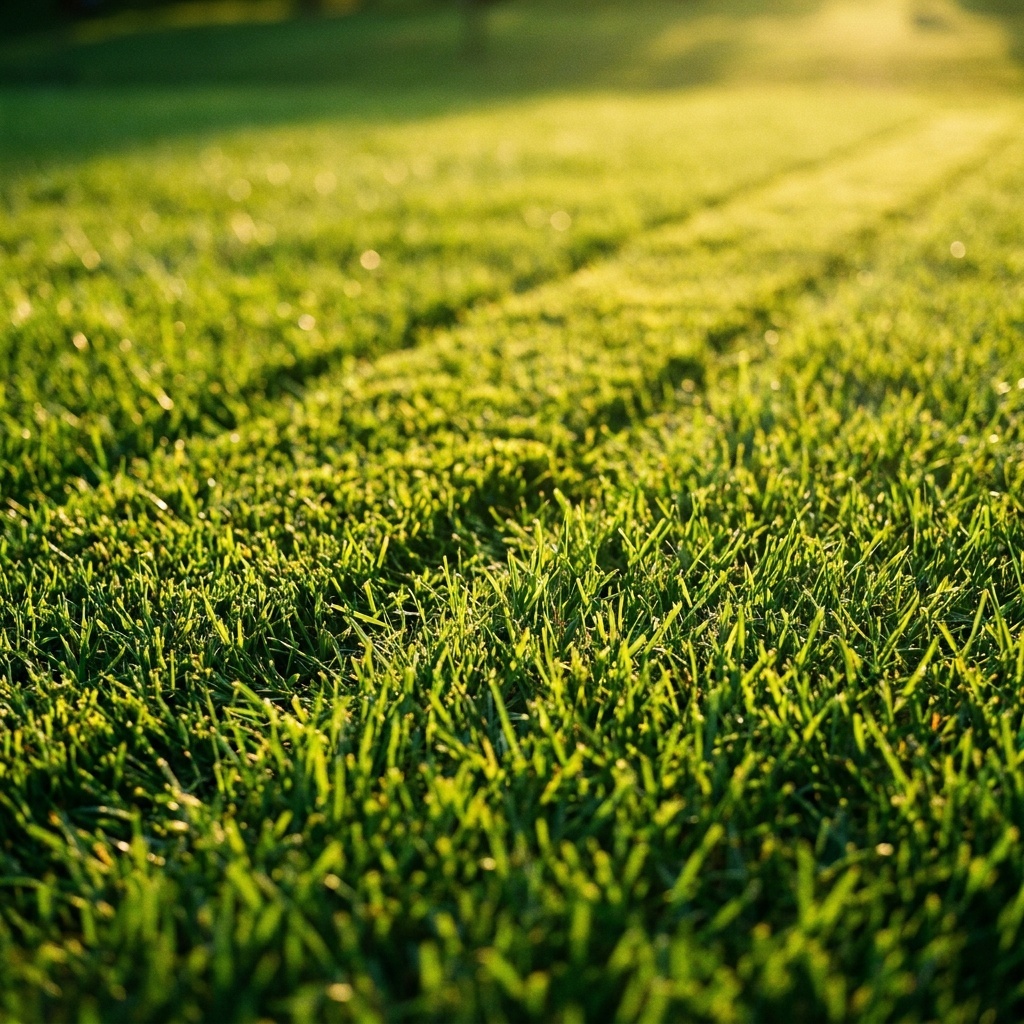 Freshly mowed lawn with crisp stripes
